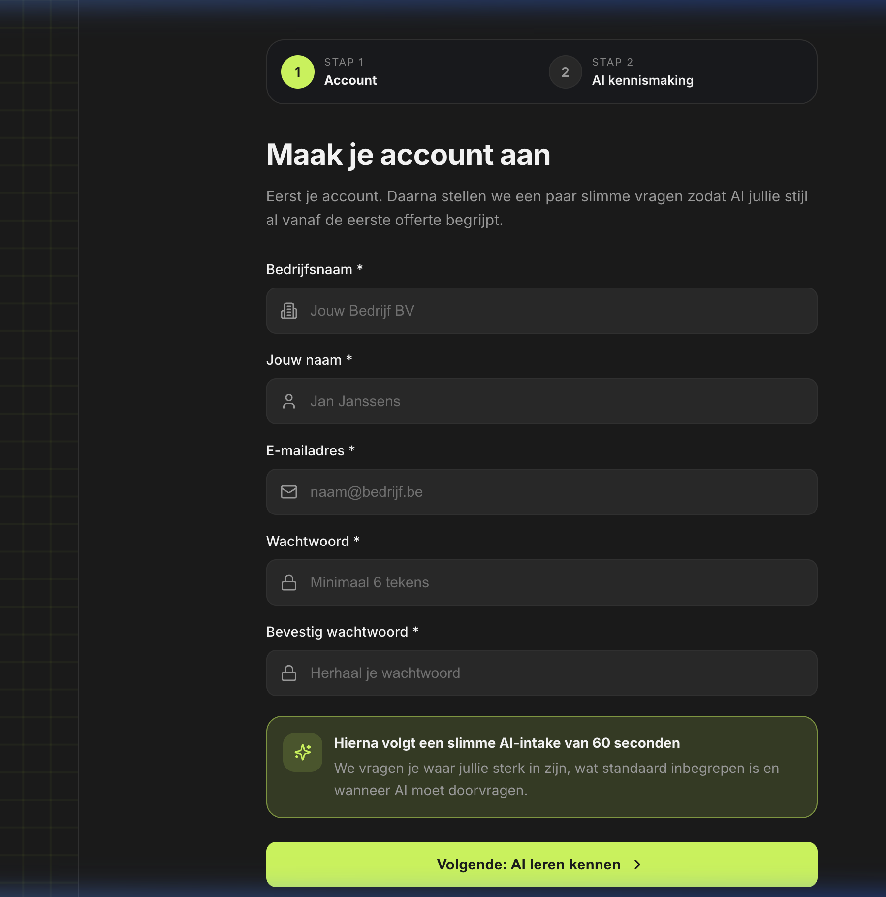Echte ArchonPro onboarding screenshot